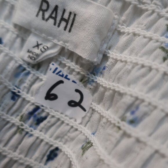 Womens RAHI White, Blue Floral Design Button Down Short Sleeve Midi Dress XS - Picture 11 of 11